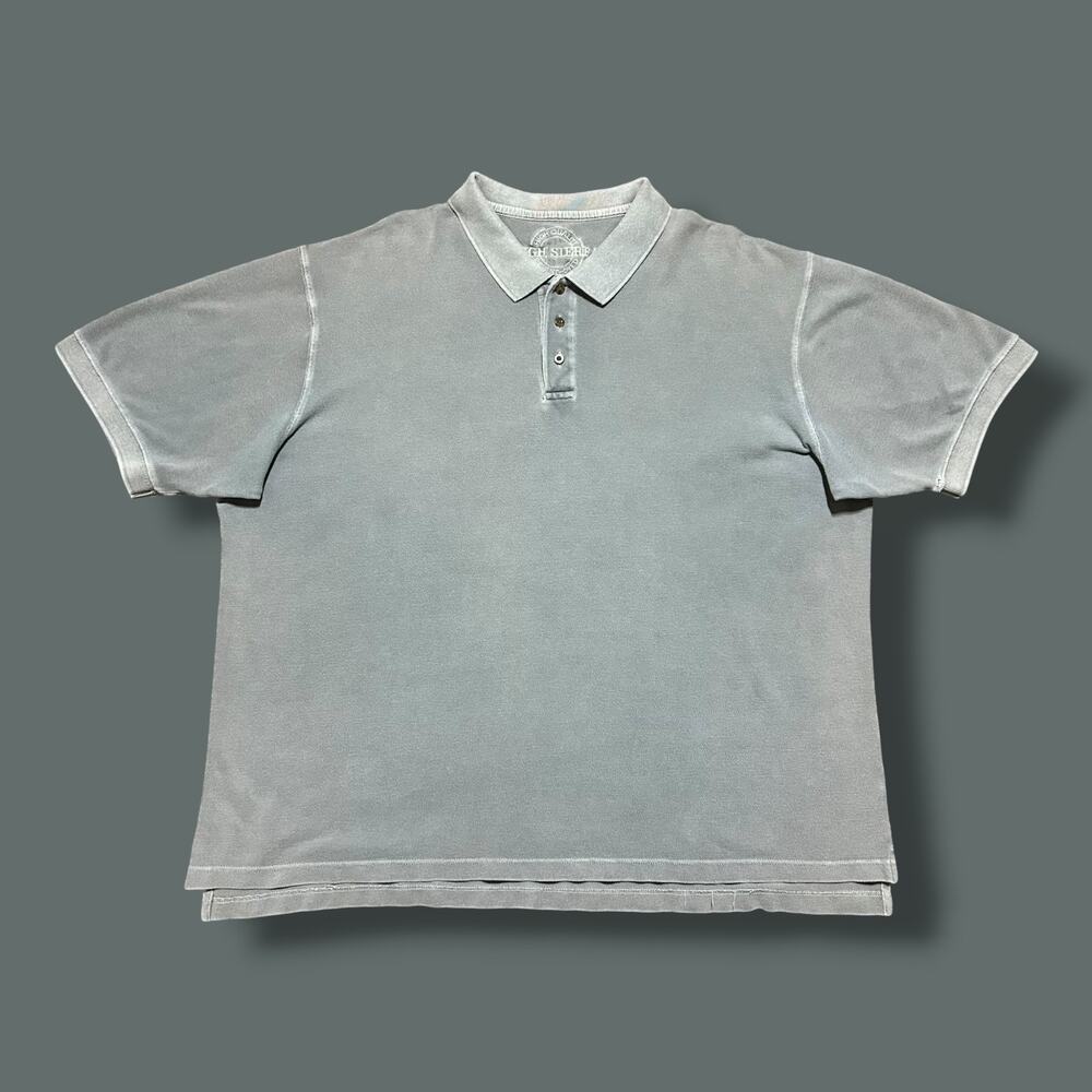 Vintage Polo Shirt Pigment Dyed 90s Faded Gray Minimalist Aesthetic 2X